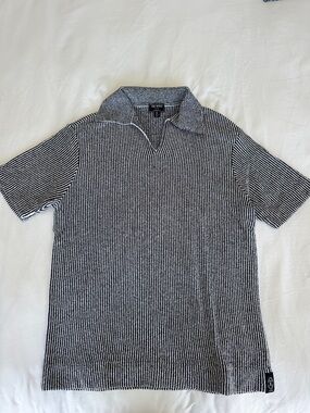 Todd Snyder Black & White Stripe Knit Polo